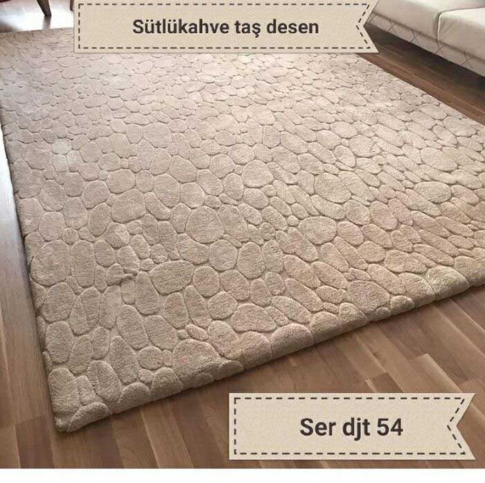 Sütlü Kahve Taş Desen Halı Örtüsü