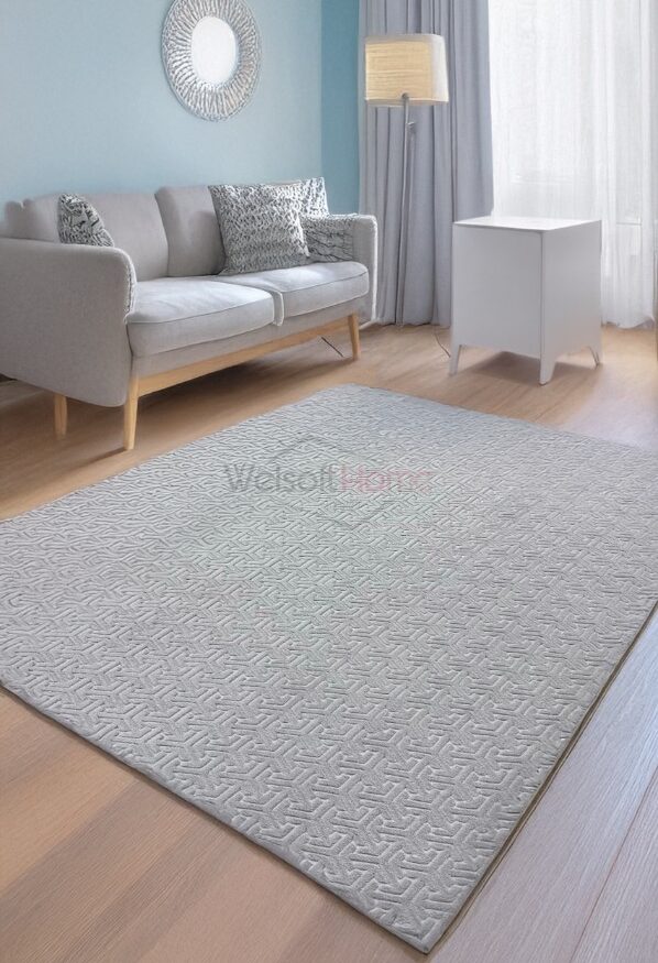 Açık Gri Labirent Deluxe Welsoft Halı Örtüsü