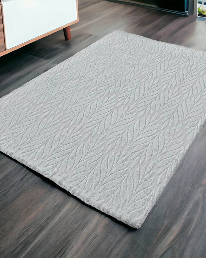 Açık Gri Yaprak Desen Welsoft Deluxe Halı Örtüsü