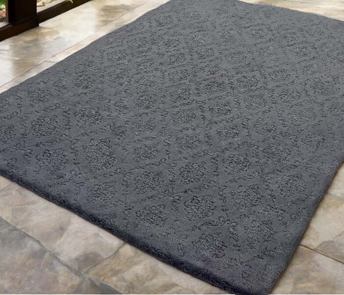 Koyu Gri Damask Deluxe Welsoft Halı Örtüsü
