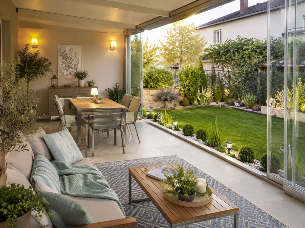 Bahçe Katı Balkon Modelleri Aydınlatma ve Bahçe Mobilyası Seçimi