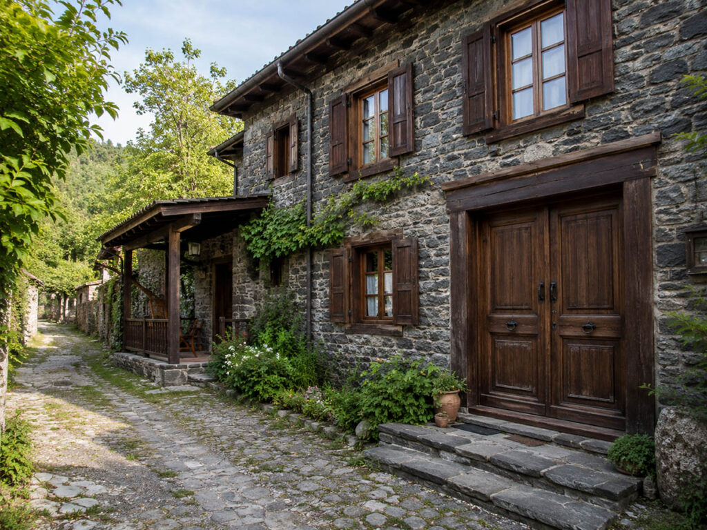 Köy Evi Tarzı Taş Evlerde Ahşap Kapı ve Pencere Detayları