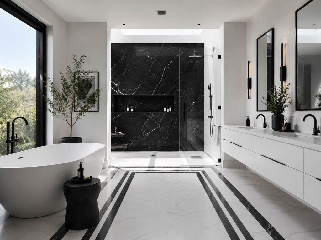Lüks Banyo Dekorasyonunda Siyah ve Beyaz Nasıl Kullanılmalı?