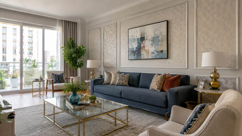 Salon Duvarında Çıtalı Duvar Kağıdı Kullanırken Deseni Abartmayın