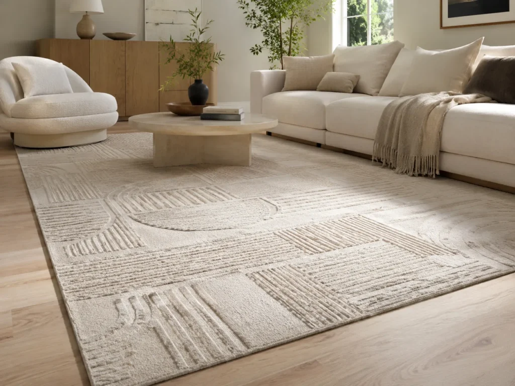 Kabartmalı ve Eskitme Geometrik Desen Halı Modelleri