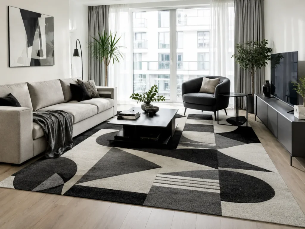 Modern Ev Dekorasyonunda Geometrik Desen Halı Kullanımı