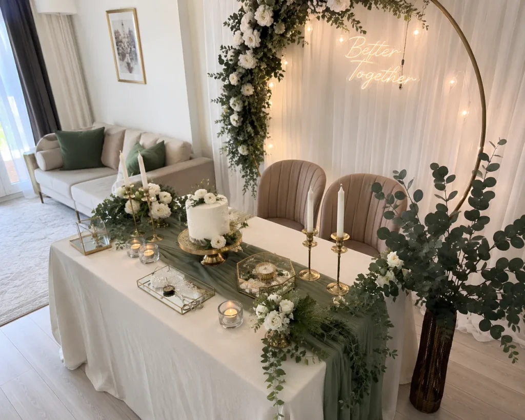 Sade ve Şık Nişan Masası Süsleme Detayları