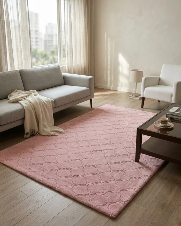 Pudra Kupa Desen Welsoft Deluxe Halı Örtüsü